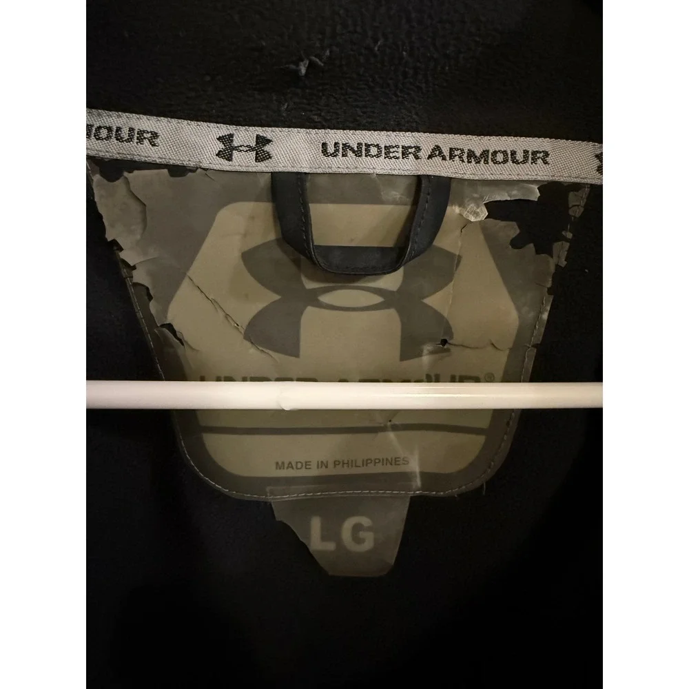 Under Armour Mens Black White Athletic Track Jacket Full‎ Zip Size LG
